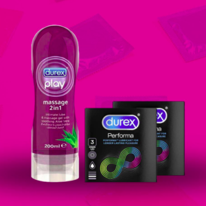 Durex Play Massage 200ml + 6 Performa Condoms Pack